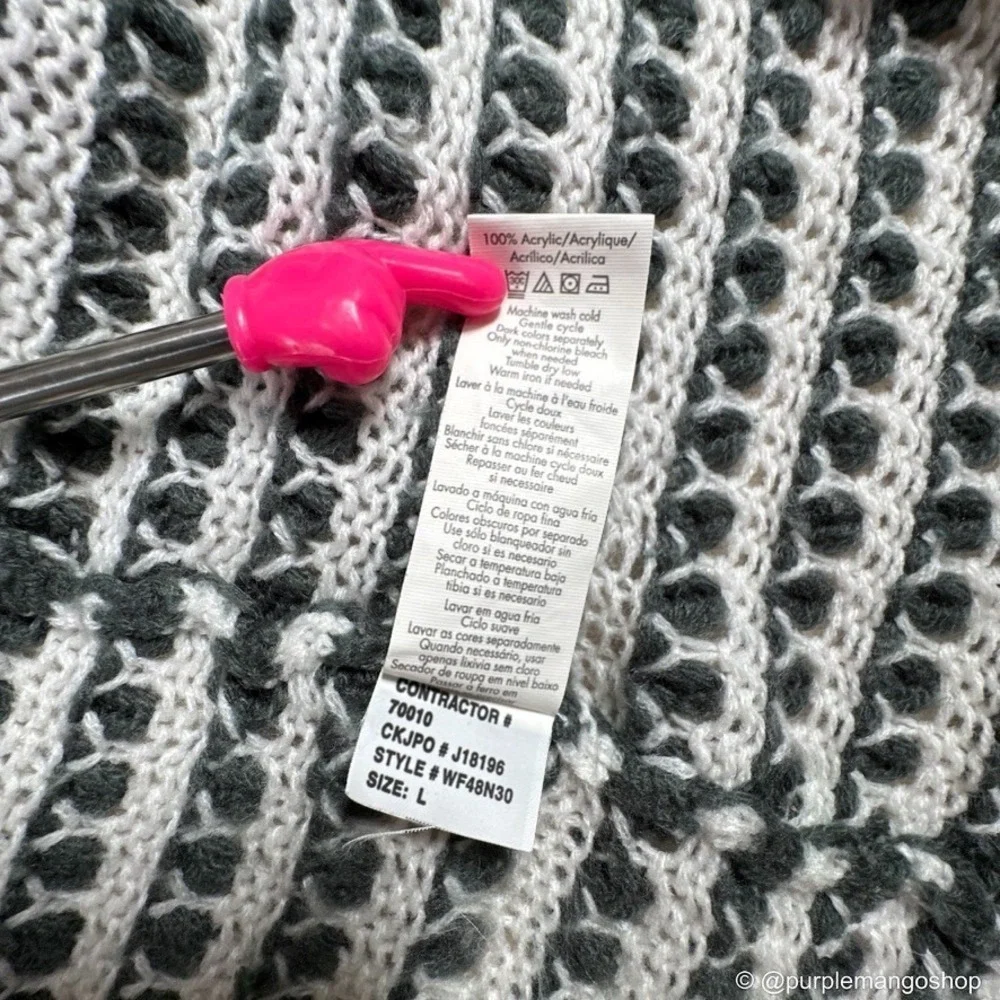 CALVIN KLEIN JEANS Open Knit Shawl Collar Cardigan | Gray & White | W |‎ LARGE